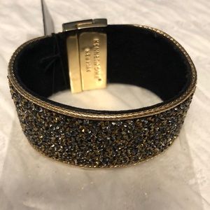 Kenneth Cole NY black gold sparkly bracelet cuff